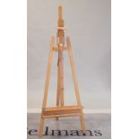 A modern beech 'A' frame artist's easel, 56cm wide x 177cm high.