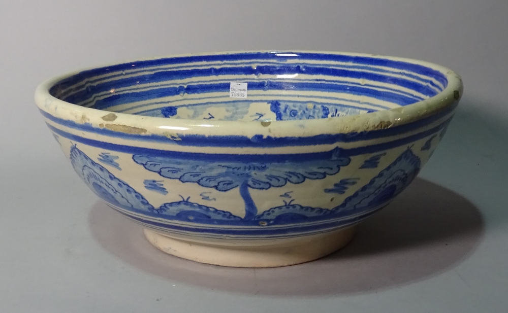 A Spanish pottery blue and white bowl, - Image 2 of 2