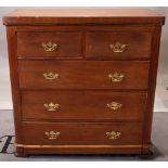 A Victorian mahogany chest of two short and three long drawers, 106cm wide x 110cm high.