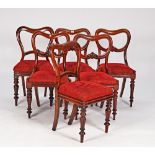 A matched set of six early Victorian mahogany kidney back dining chairs, each approx 45cm wide...