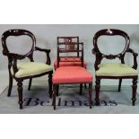 A pair of Victorian style mahogany open armchairs, 59cm wide; 95cm high and