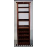 A modern hardwood eight tier open wine rack