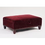 George Smith, a burgundy upholstered rectangular lift top footstool.