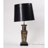 A Japanese style aluminium and brass mounted table lamp
