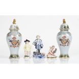 A pair of French porcelain baluster vases and covers of Nelson Service pattern, probably...