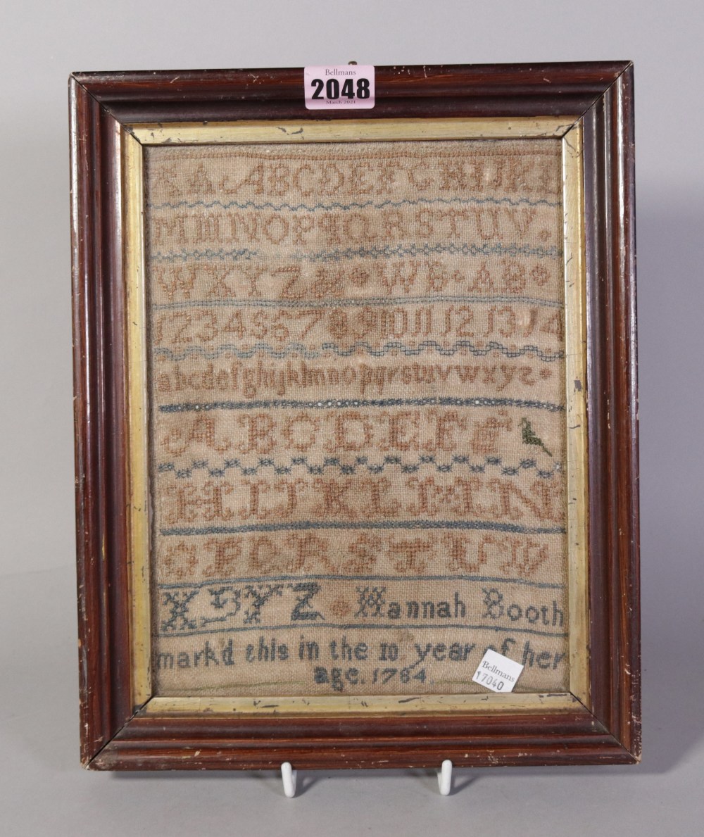 A late 18th century framed needlework sampler, dated 1784, 25cm wide; 31cm high - Image 4 of 4