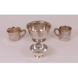 Two Sterling bowls and two Sterling mugs, American 20th century, comprising;