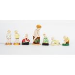 Six Royal Worcester figures, 1930's, comprising; `Coquette', 2884 and `Little Dancer', 2883,...