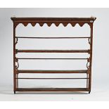 An 18th century oak hanging open wall shelf, with pierced and fret carved decoration, 107cm...