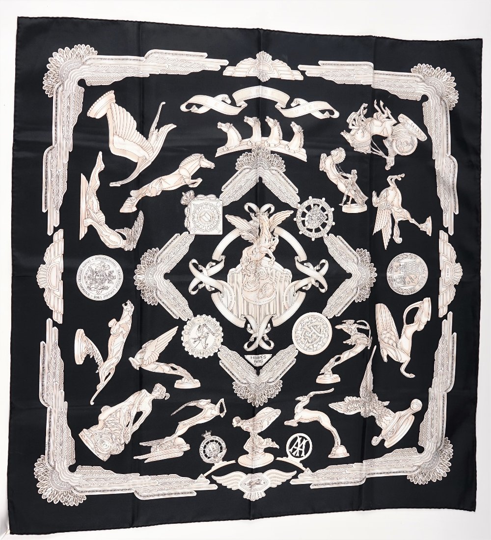 A collection of three Hermes print silk scarves, comprising: a 'Les Parure du Vent' designed... - Image 3 of 5