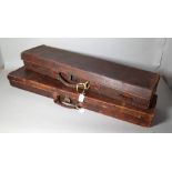 A leather shotgun travelling case, the cover embossed 'Kennedy, Alderley, Edge' 76cm wide,