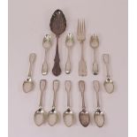 A group of silver and plated flatware, comprising;