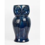 A rare Farnham Pottery owl umbrella stand, early 20th century, with incised decoration and...