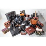 A group of thirteen pairs of binoculars, to include Ross London and