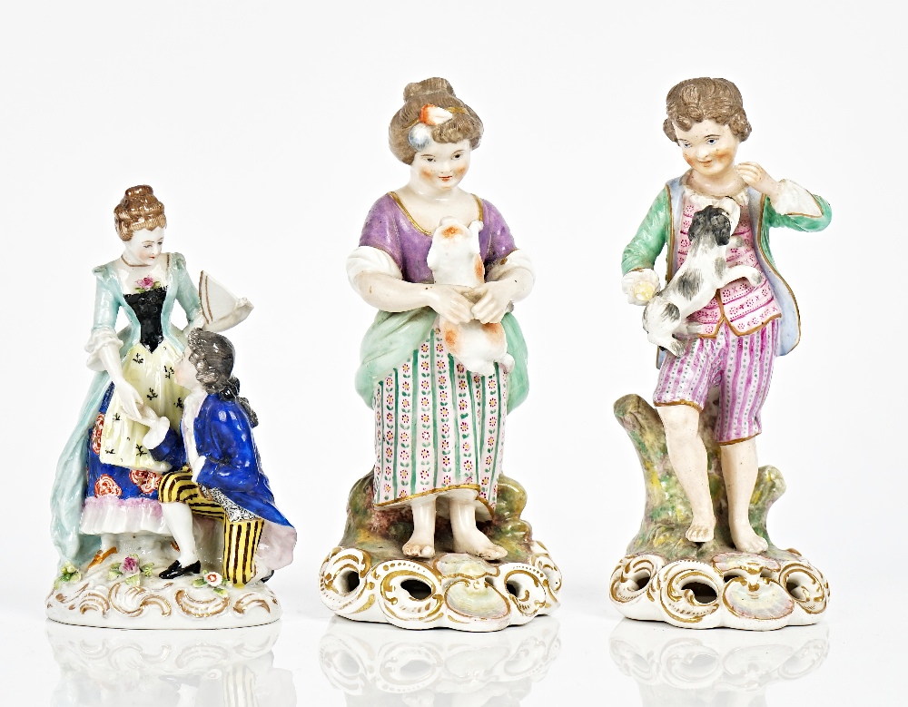 A pair of Stevenson & Hancock, Derby, figures of a shepherd and shepherdess, late 19th/early...