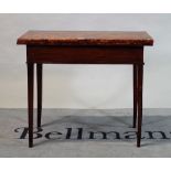 A 19th century Continental burr birch and stained pine rectangular foldover tea table