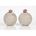 A pair of Meissen schneeballen globular vases and covers