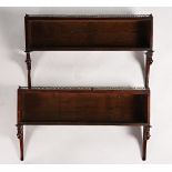 A pair of Regency design brass mounted rosewood open wall shelves