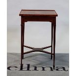 An Edwardian mahogany and inlaid square two-tier occasional table