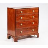 A George III mahogany chest of four long graduated drawers on bracket feet, 91cm wide x 101cm...