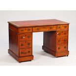 A 19th century mahogany pedestal desk with nine drawers about the knee, 120cm wide x 66cm deep.