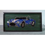 Aaron Foster designs;' Race Car # 7', circa 2004, depicting a decoupage of American metal...