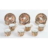 A set of six Royal Crown Derby `2451' pattern coffee cups and saucers, circa 1925, printed and...