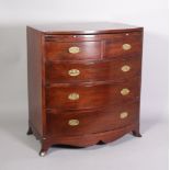 A George III style miniature bowfront chest with brushing slide over two short and three long...