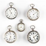 A silver cased, key wind openfaced gentleman's pocket watch, the gilt fusee movement with a...