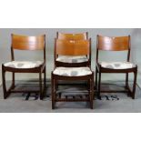 A set of four G-plan style teak dining chairs with upholstered seats