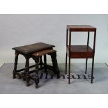A late George III mahogany two-tier night stand with single drawer, 36cm wide; 83cm high,