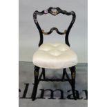 A Victorian ebonised and mother-of-pearl inlaid side chair