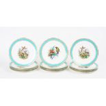 A set of twelve Minton bone china plates, late 19th century, each printed and coloured with...