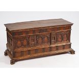 A 19th century and later Continental carved walnut deception coffer with lift lid and fitted...