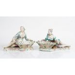 A matched pair of Meissen sweetmeat dishes, late 19th century, probably outside decorated,...