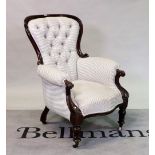 A Victorian mahogany framed low armchair