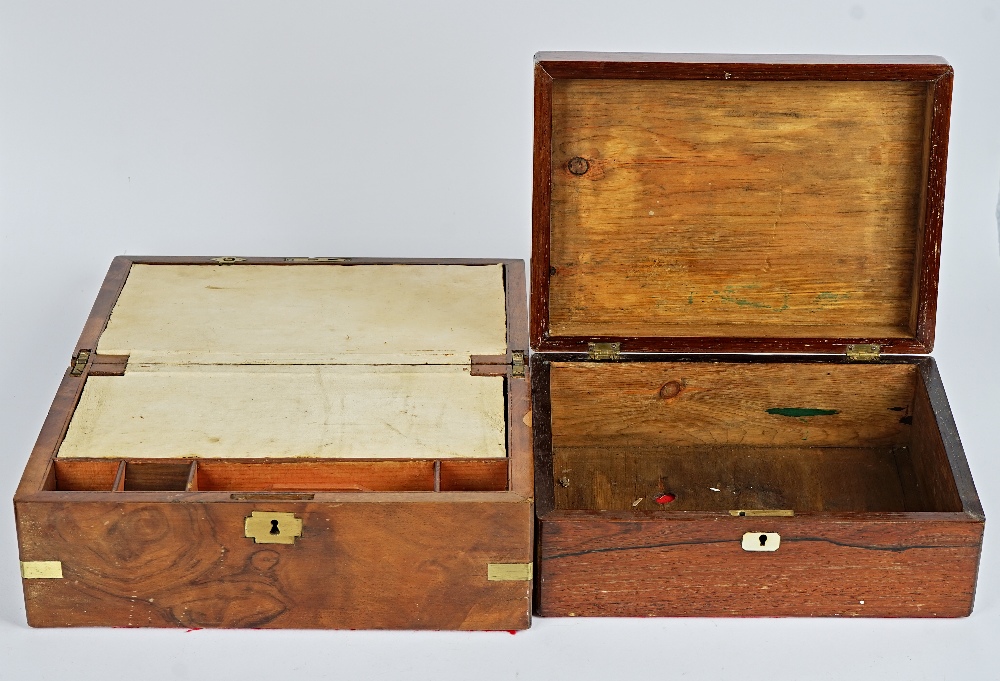 A 19th century rosewood rectangular lift top box, 31cm wide; 12cm high, together with a brass... - Image 5 of 5