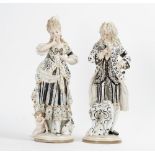 A large pair of Scheibe Alsbach porcelain figures of a gallant and companion, late 19th/early...