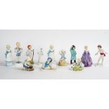 Eleven Royal Worcester figures of children modelled by Freda Doughty, comprising; `Sunday's...