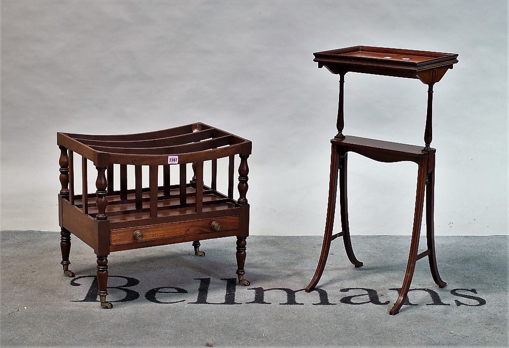 A 19th century mahogany Canterbury with concave top and three divisions