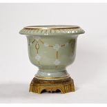 Mangani Italy; a large modern porcelain and brass mounted jardinière