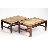 A pair of 20th century brass bound Campaign style rectangular coffee tables.