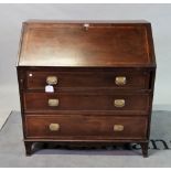 A George III style inlaid mahogany bureau