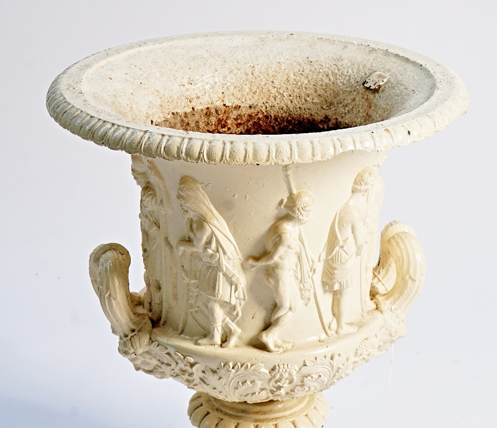 A white painted cast-iron urn - Image 3 of 4