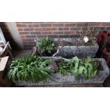 A pair of reconstituted stone rectangular planters