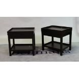 'OKA', a pair of black painted hardwood two tier occasional tables