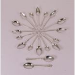 A group of silver table flatware, comprising; a set of six grapefruit spoons, Sheffield 1970,...