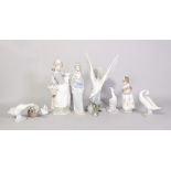 A collection of eight Lladro figures, including five of birds and ducks (8)