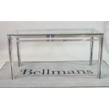 A 20th century smoked glass and chrome rectangular console table