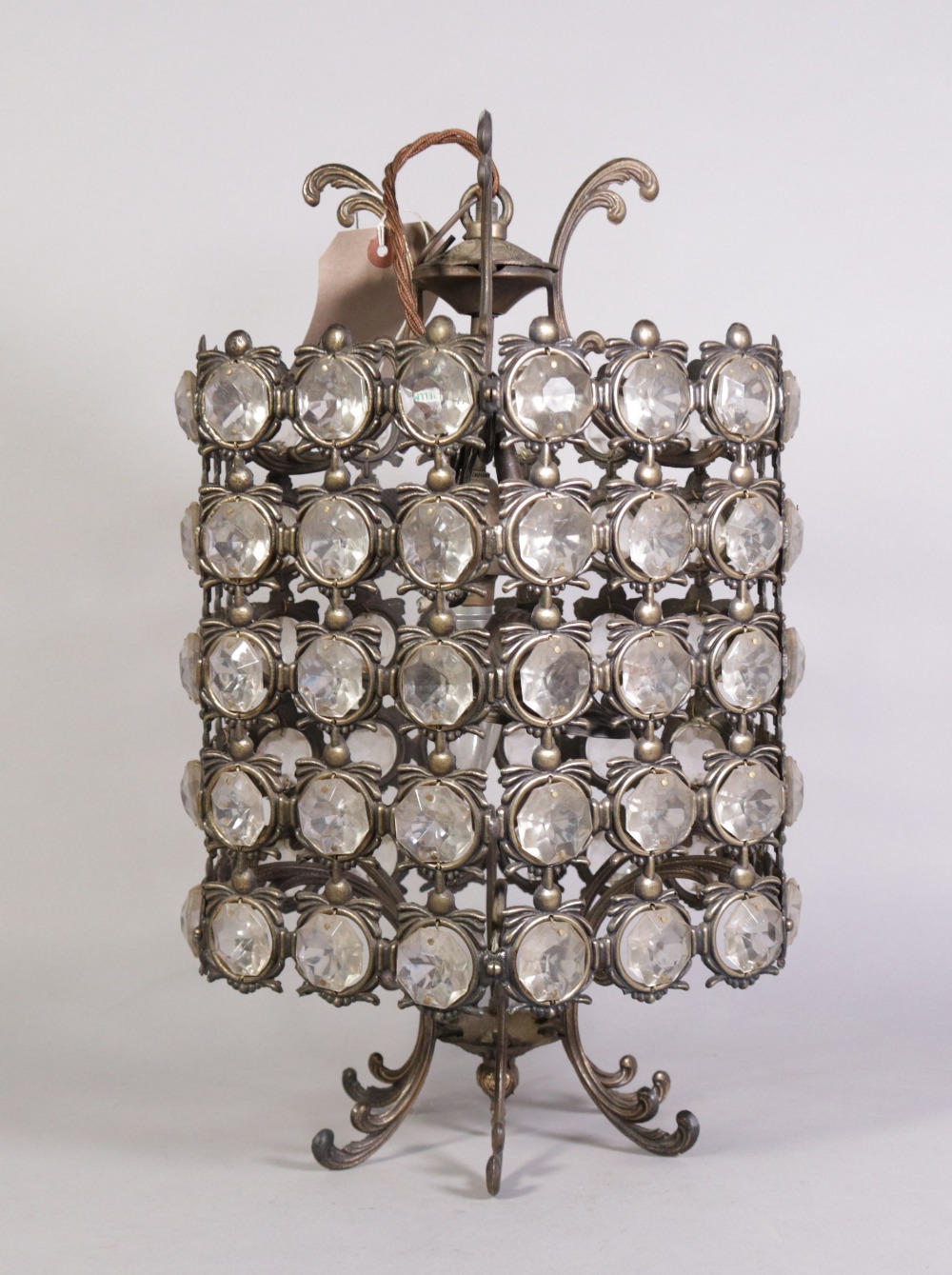 A modern gilt metal and glass bead octagonal ceiling light, 24 cm wide; 44 cm high
